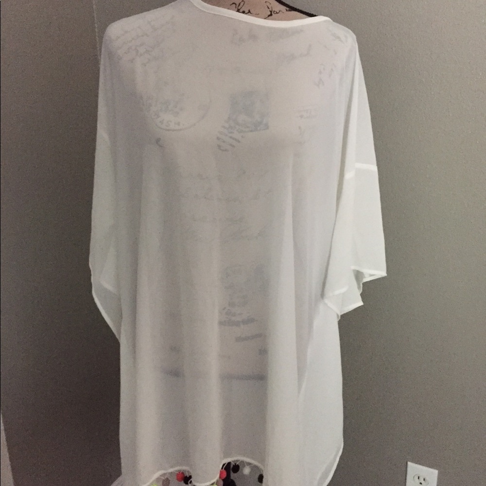 Cover Up Tunic with colorful Pom Poms